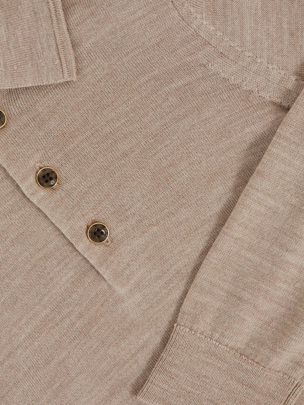 9-13 yrs Merino Wool Long-Sleeve Polo Shirt in Wheat Melange
