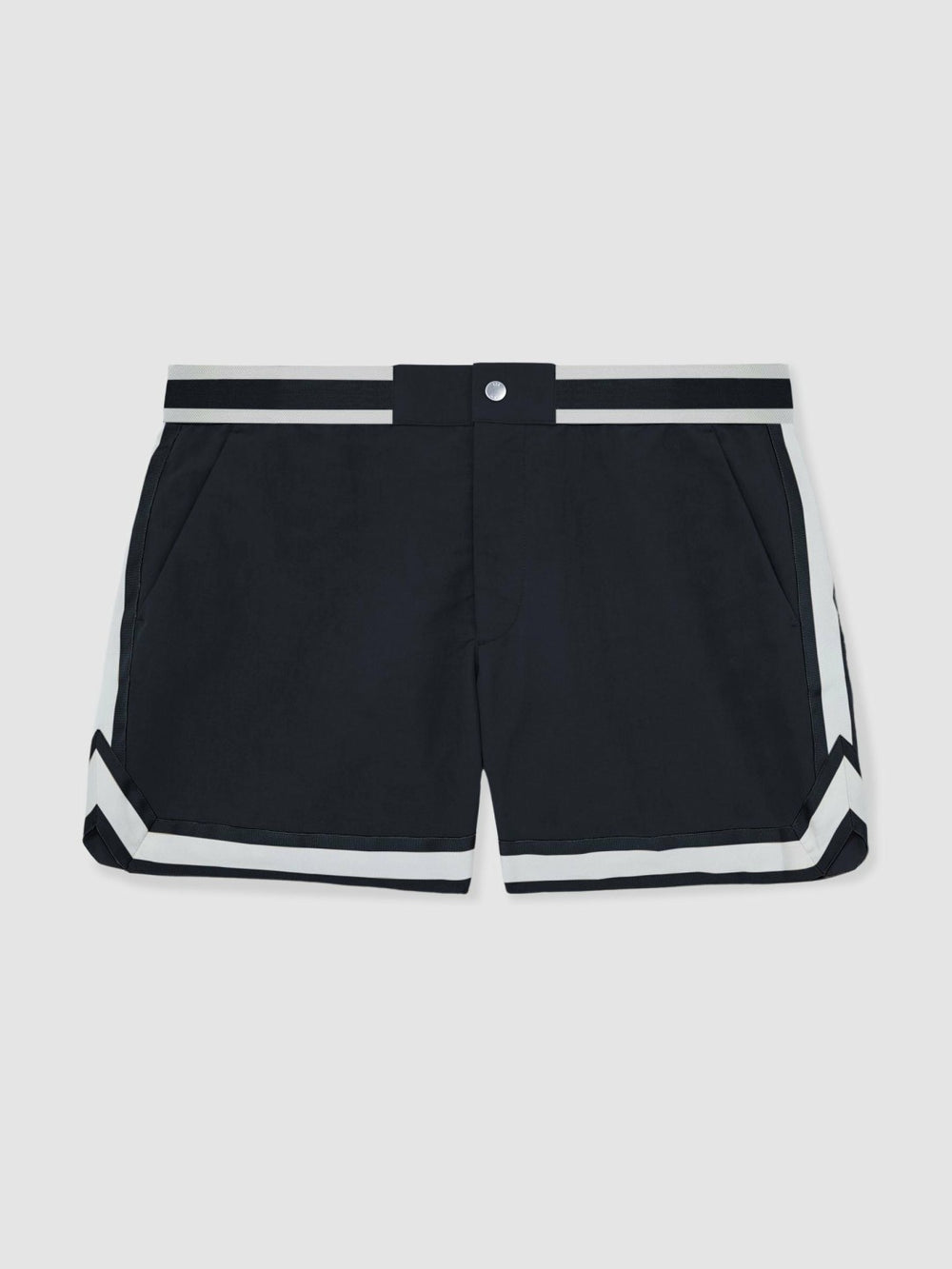 | Ché Stripe-Trim Swim Shorts in Navy