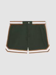 | Ché Stripe-Trim Swim Shorts in Pine Green