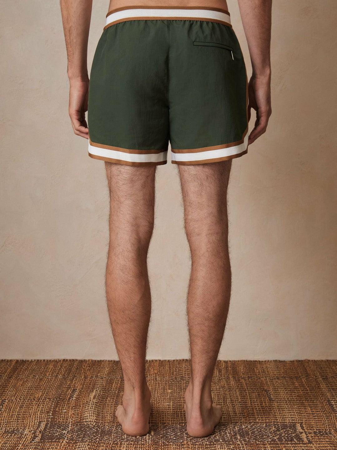 | Ché Stripe-Trim Swim Shorts in Pine Green
