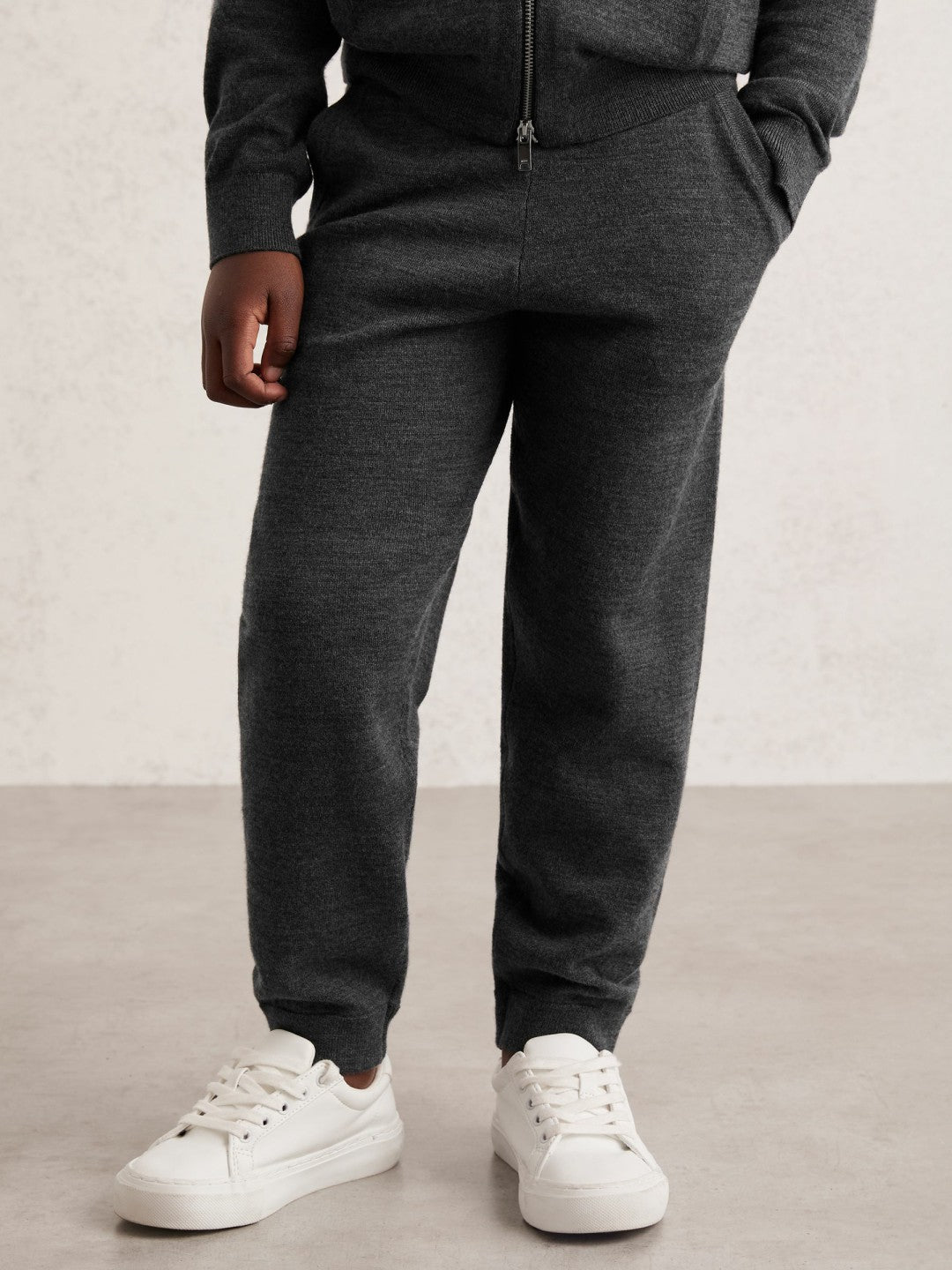 3-9 yrs Merino Wool Cuffed Joggers in Derby Grey Melange