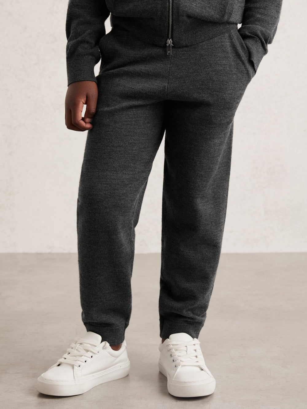 9-13 yrs Merino Wool Cuffed Joggers in Derby Grey Melange