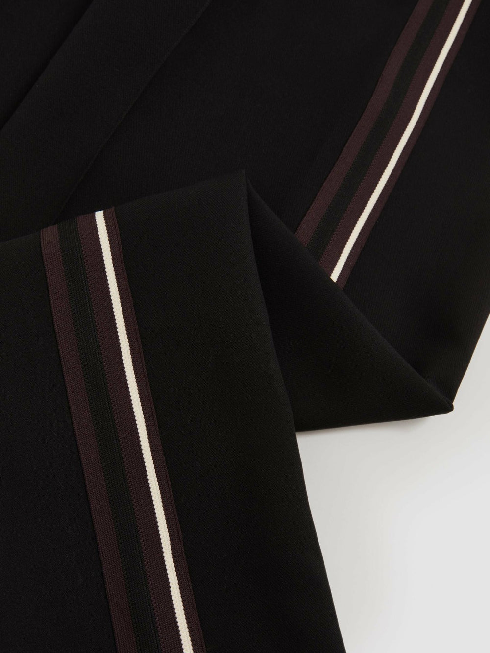 Side-Stripe Wide-Leg Trousers in Black