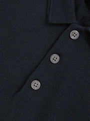 3-9 yrs Merino Wool Short Sleeve Polo Shirt in Midnight Navy