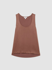 Silk-Front Cami Top in Mocha Brown