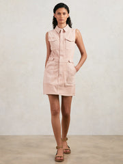 Good American Denim Zipped Mini Dress in Petal Pink