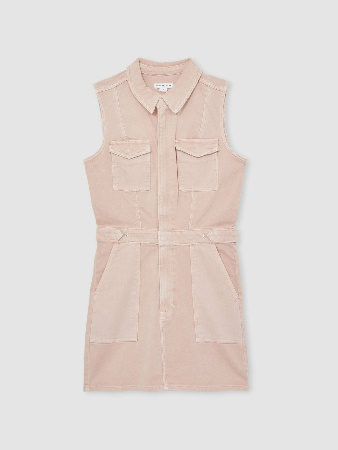 Good American Denim Zipped Mini Dress in Petal Pink