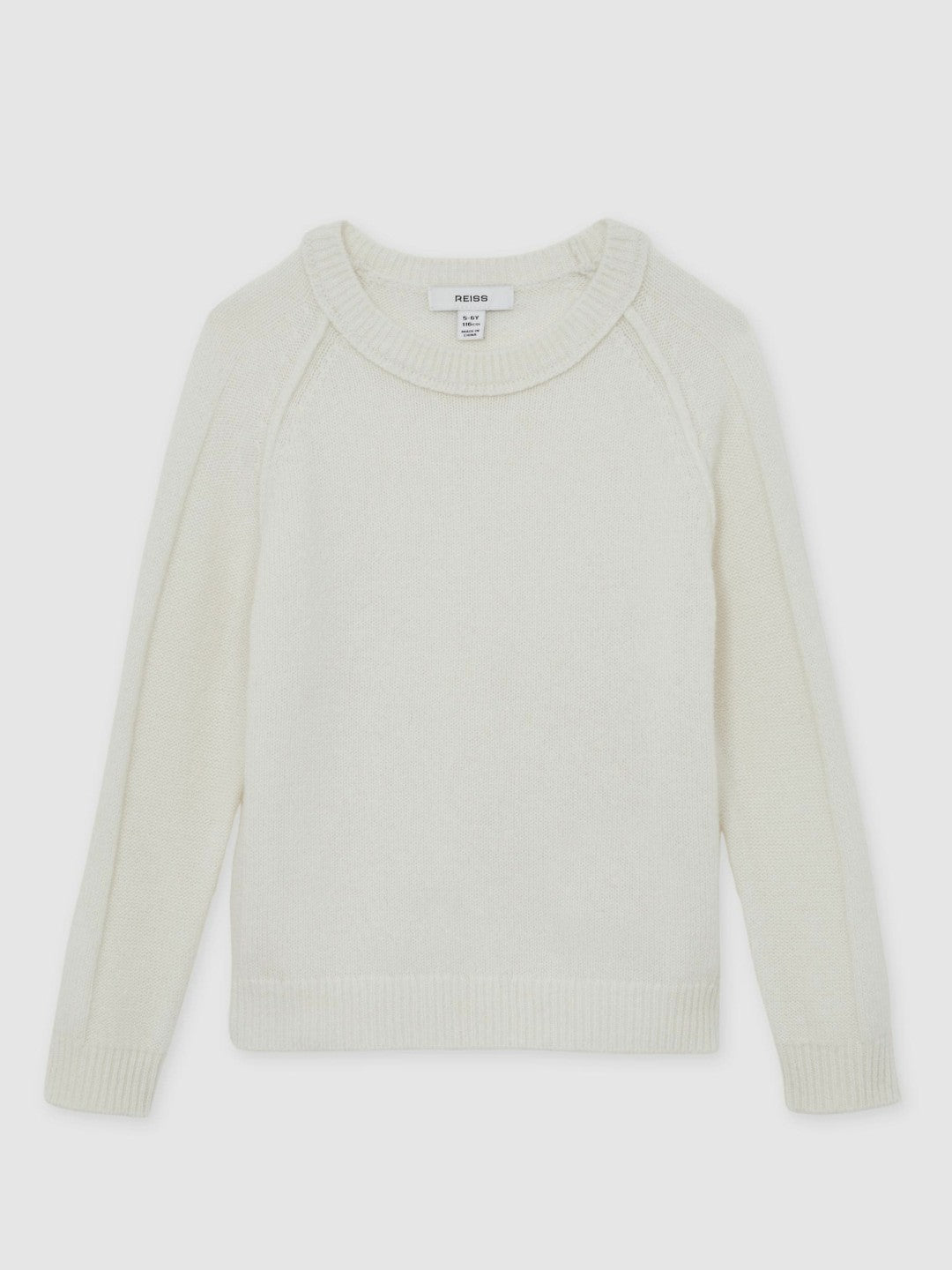 3-9 yrs Wool-Cashmere Reverse-Seam Jumper in Off White