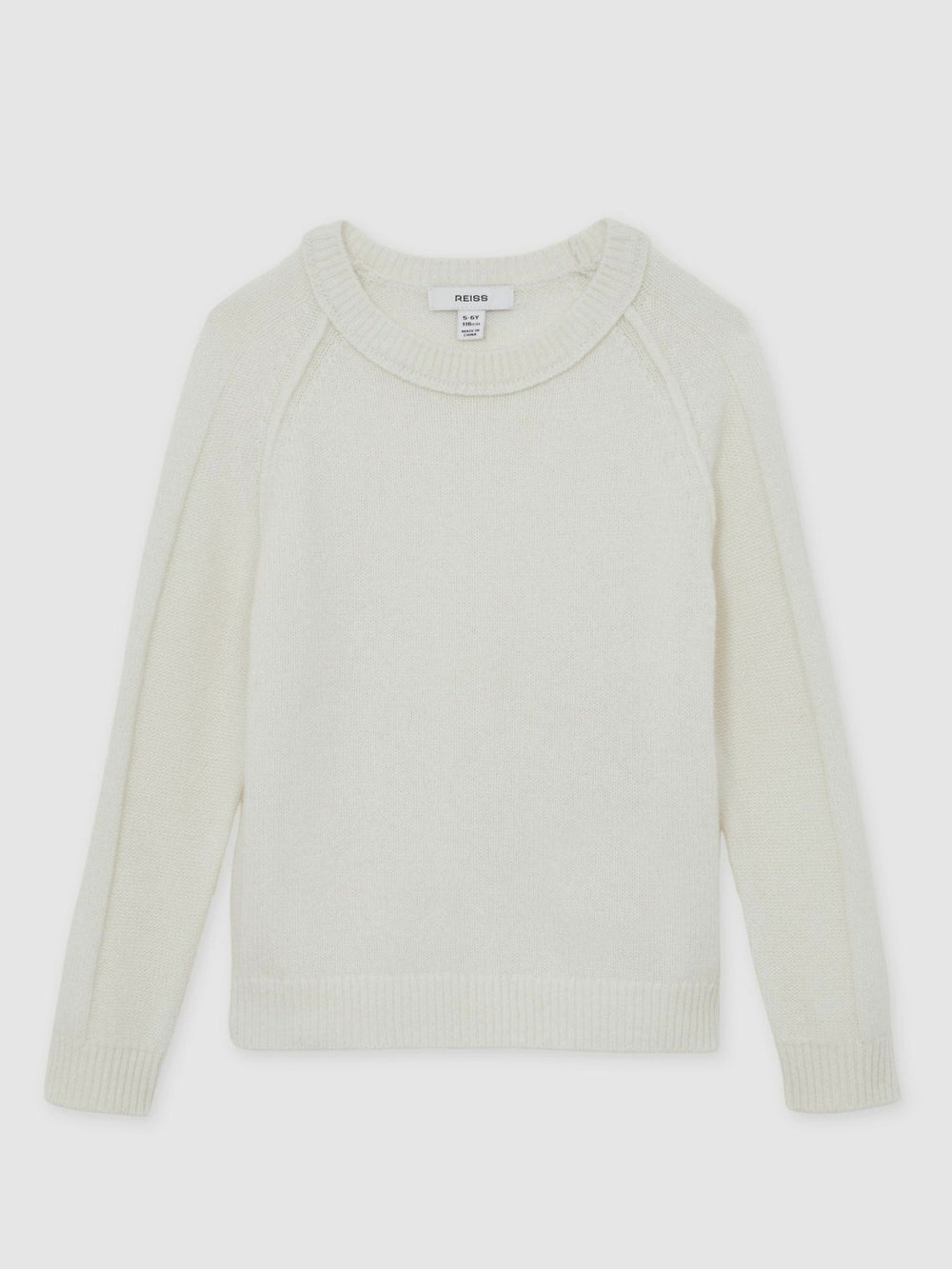 3-9 yrs Wool-Cashmere Reverse-Seam Jumper in Off White