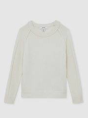 3-9 yrs Wool-Cashmere Reverse-Seam Jumper in Off White