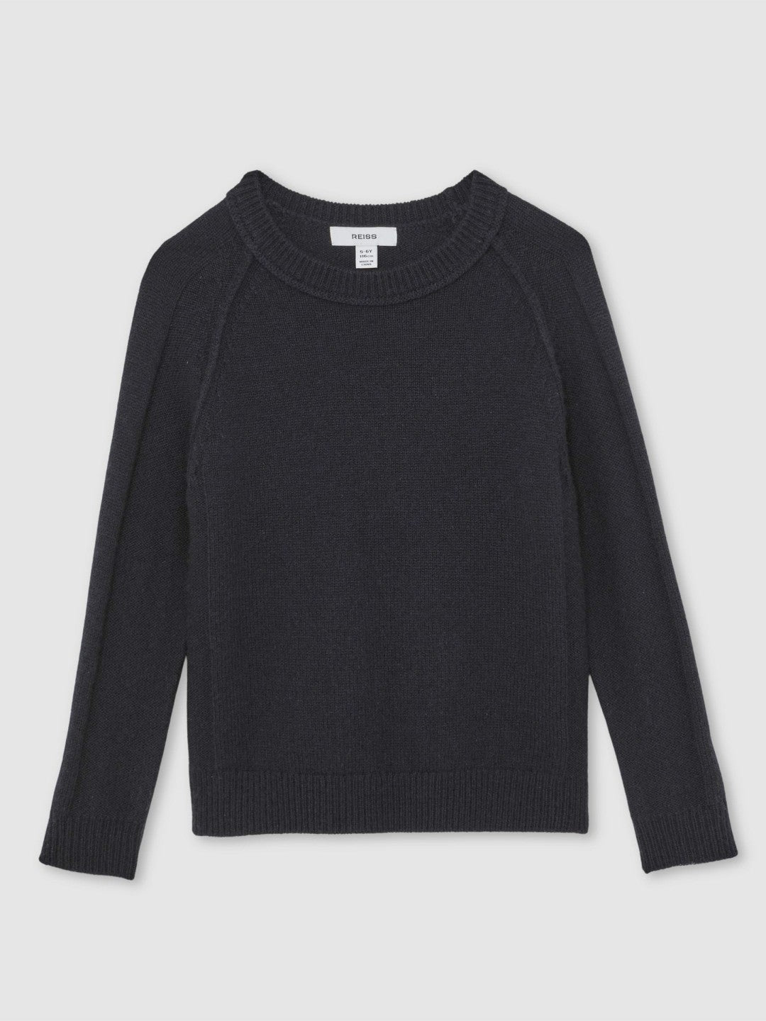 9-13 yrs Wool-Cashmere Reverse-Seam Jumper in Navy