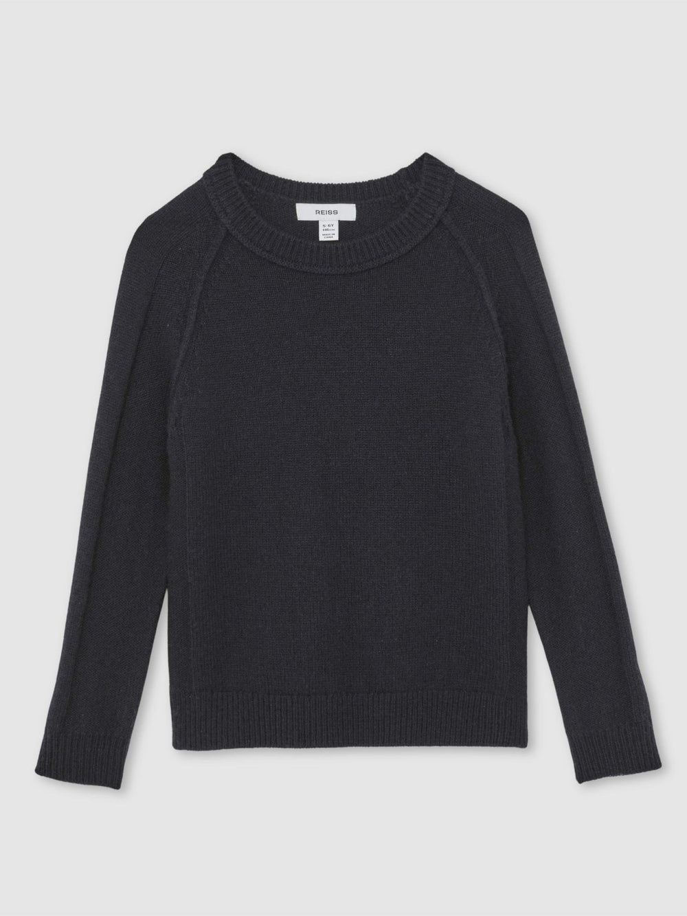 9-13 yrs Wool-Cashmere Reverse-Seam Jumper in Navy