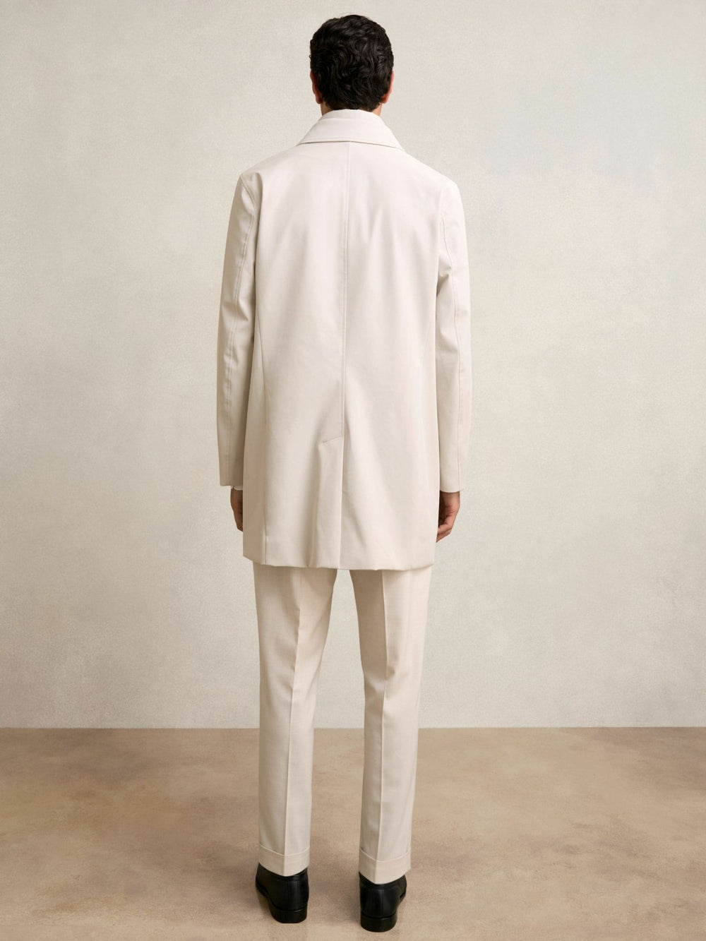 Hybrid Removable Funnel Neck Overcoat in Light Stone