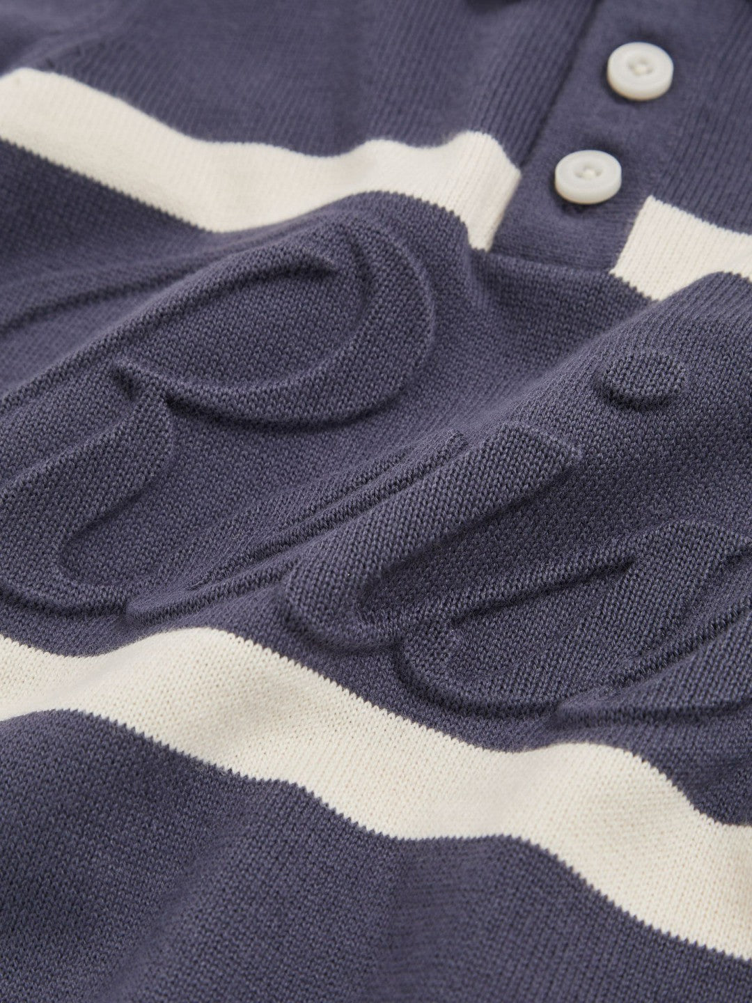 9-13 yrs Cotton Logo-Embossed Knit Polo Shirt in Indigo Blue/White