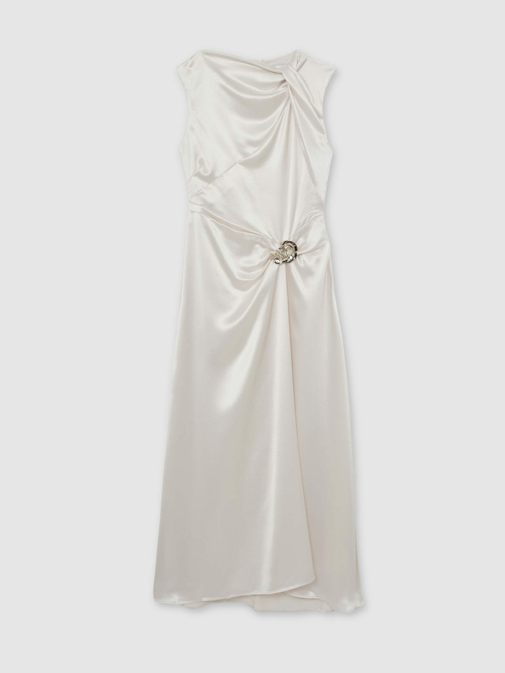 Acler Satin Draped Maxi Dress in Ivory