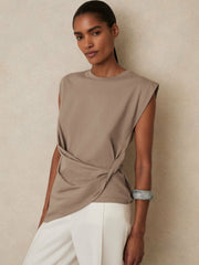 Cotton Drape T-Shirt in Taupe Neutral