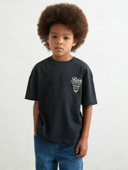 3-9 yrs Cotton Motor Cars-Print T-Shirt in Washed Blue/White