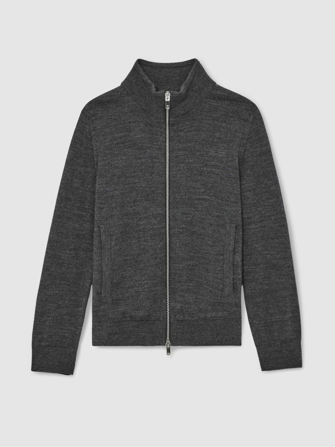 13-14 yrs Merino Wool-Blend Zip-Through Cardigan in Derby Grey Melange