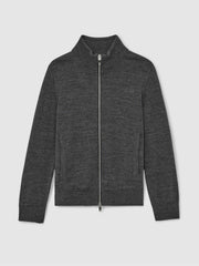 13-14 yrs Merino Wool-Blend Zip-Through Cardigan in Derby Grey Melange