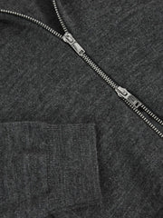 13-14 yrs Merino Wool-Blend Zip-Through Cardigan in Derby Grey Melange