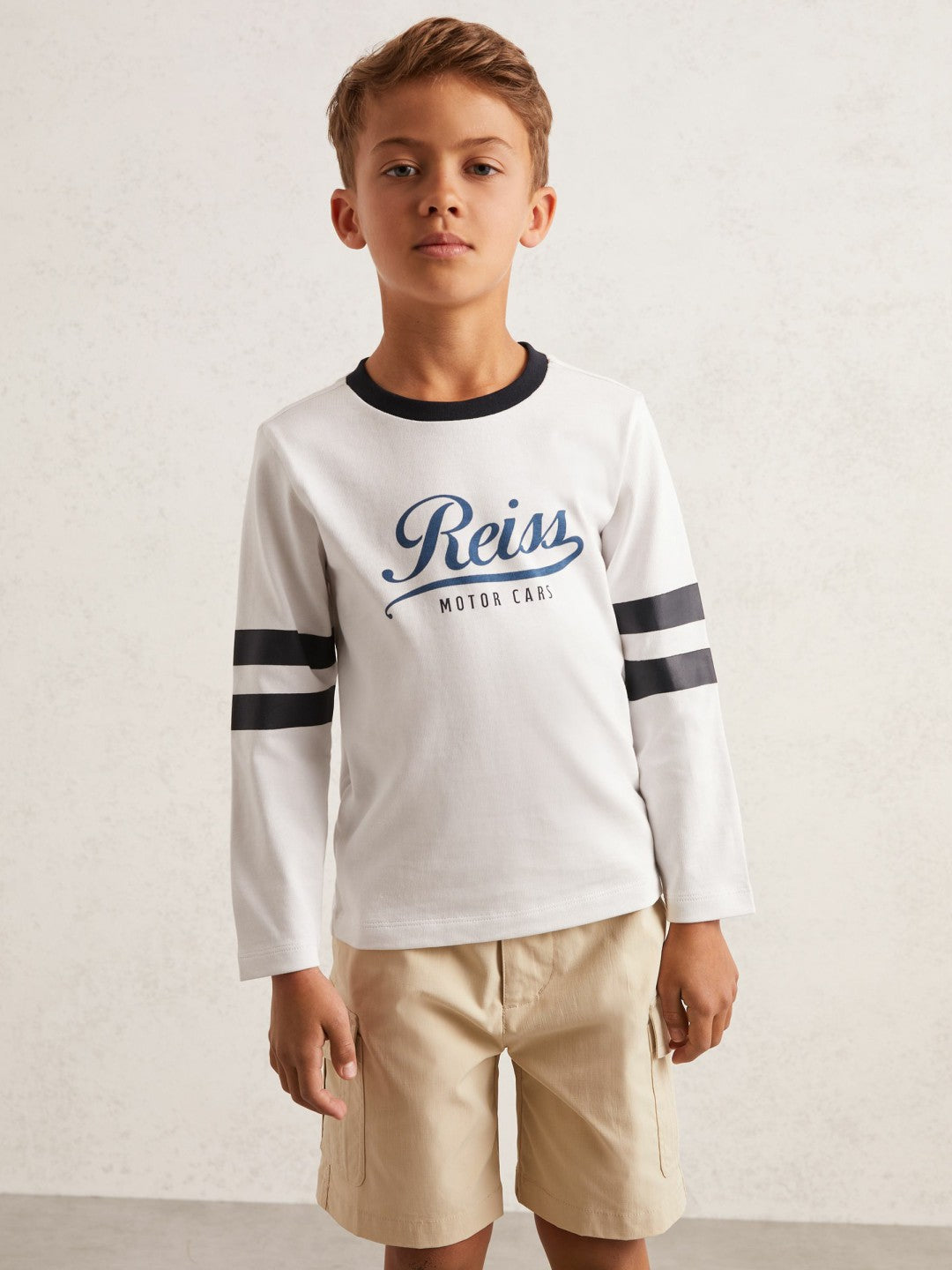 9-13 yrs Cotton Motor Cars Logo T-Shirt in White/Blue