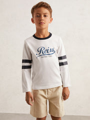 9-13 yrs Cotton Motor Cars Logo T-Shirt in White/Blue