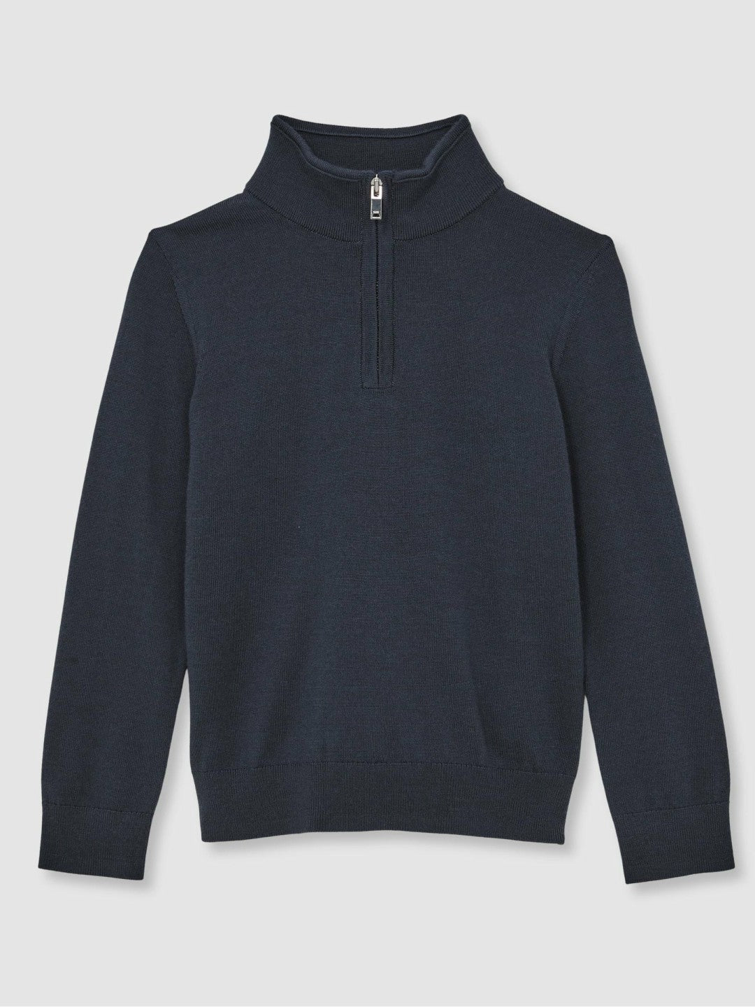13-14 yrs Merino Wool Half-Zip Funnel Neck Jumper in Midnight Navy