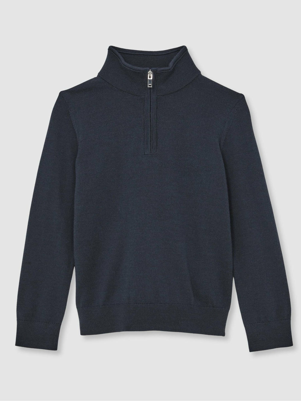 13-14 yrs Merino Wool Half-Zip Funnel Neck Jumper in Midnight Navy