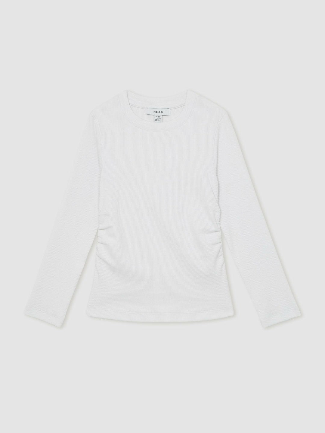 13-14 yrs Cotton Ruched Long-Sleeve T-Shirt with Stretch in Ivory