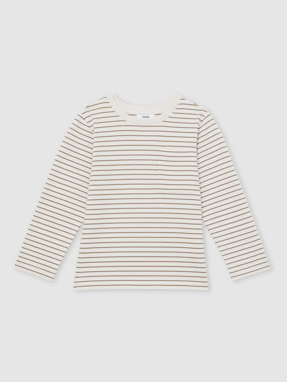 4-9 yrs Stretch-Cotton Stripe T-Shirt in Off White/Camel