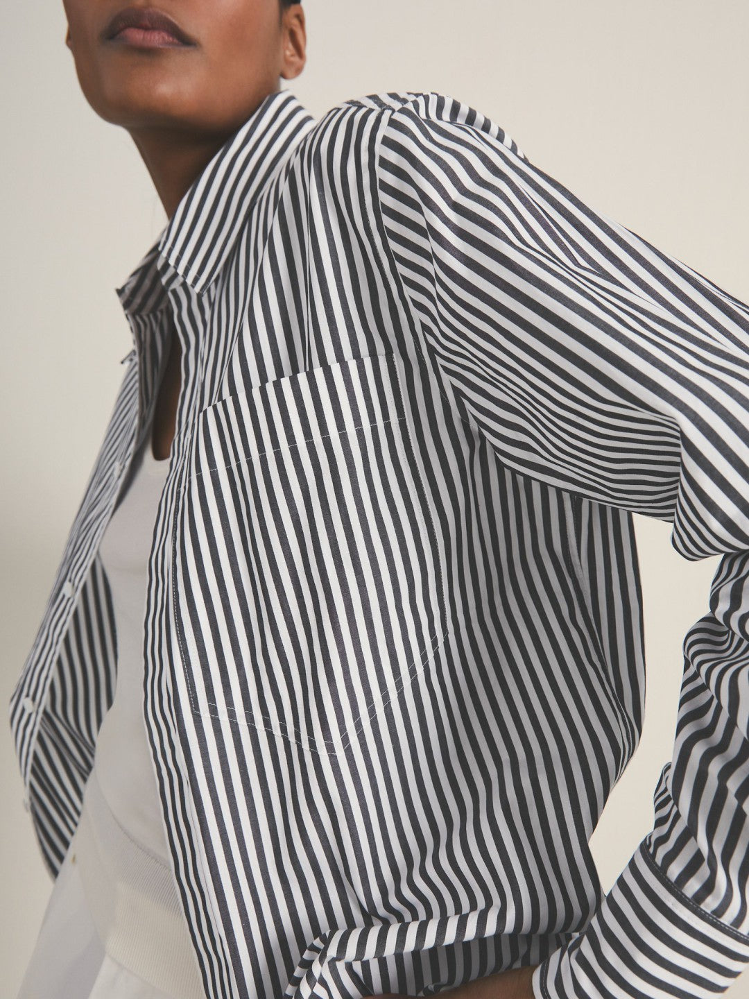 | Les 100 Ciels Stripe Shirt in White/Navy