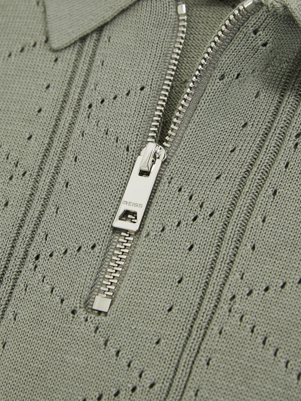 13-14 yrs Half-Zip Pointelle Polo Shirt in Sage