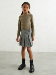 13-14 yrs Cotton Ruched Long-Sleeve T-Shirt with Stretch in Khaki