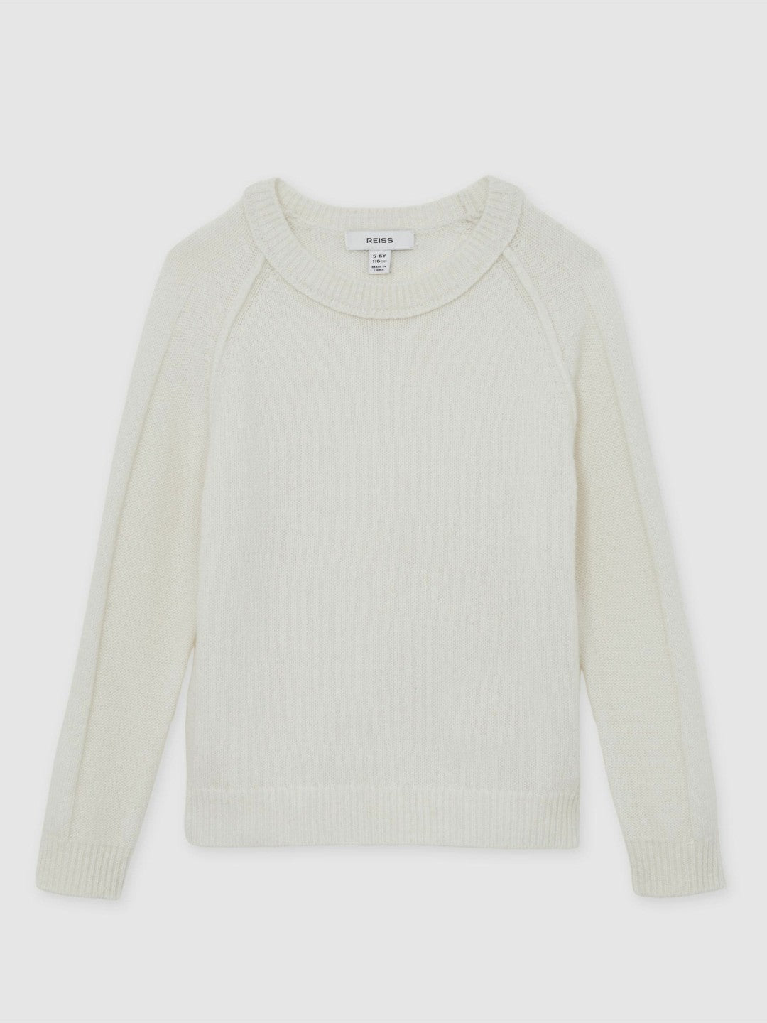 13-14 yrs Wool-Cashmere Reverse-Seam Jumper in Off White
