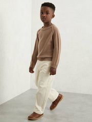 13-14 yrs Wool-Cashmere Reverse-Seam Jumper in Camel