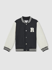 9-13 yrs Colour-Block Varsity Bomber Jacket in Navy/ Off White