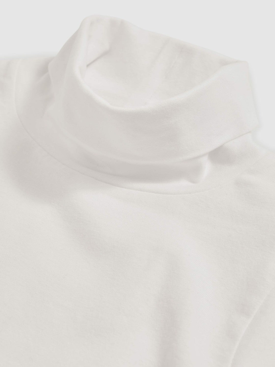 13-14 yrs Cotton-Jersey Roll-Neck Top with Stretch in Ivory