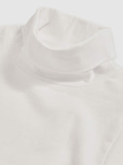13-14 yrs Cotton-Jersey Roll-Neck Top with Stretch in Ivory