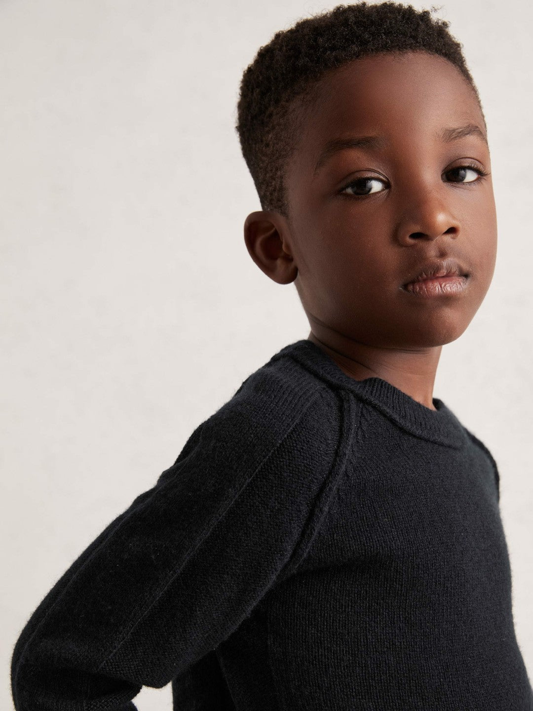 13-14 yrs Wool-Cashmere Reverse-Seam Jumper in Navy