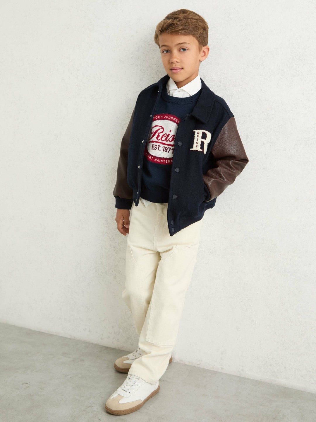 3-9 yrs Motor Cars Press-Stud Bomber Jacket in Navy/Brown