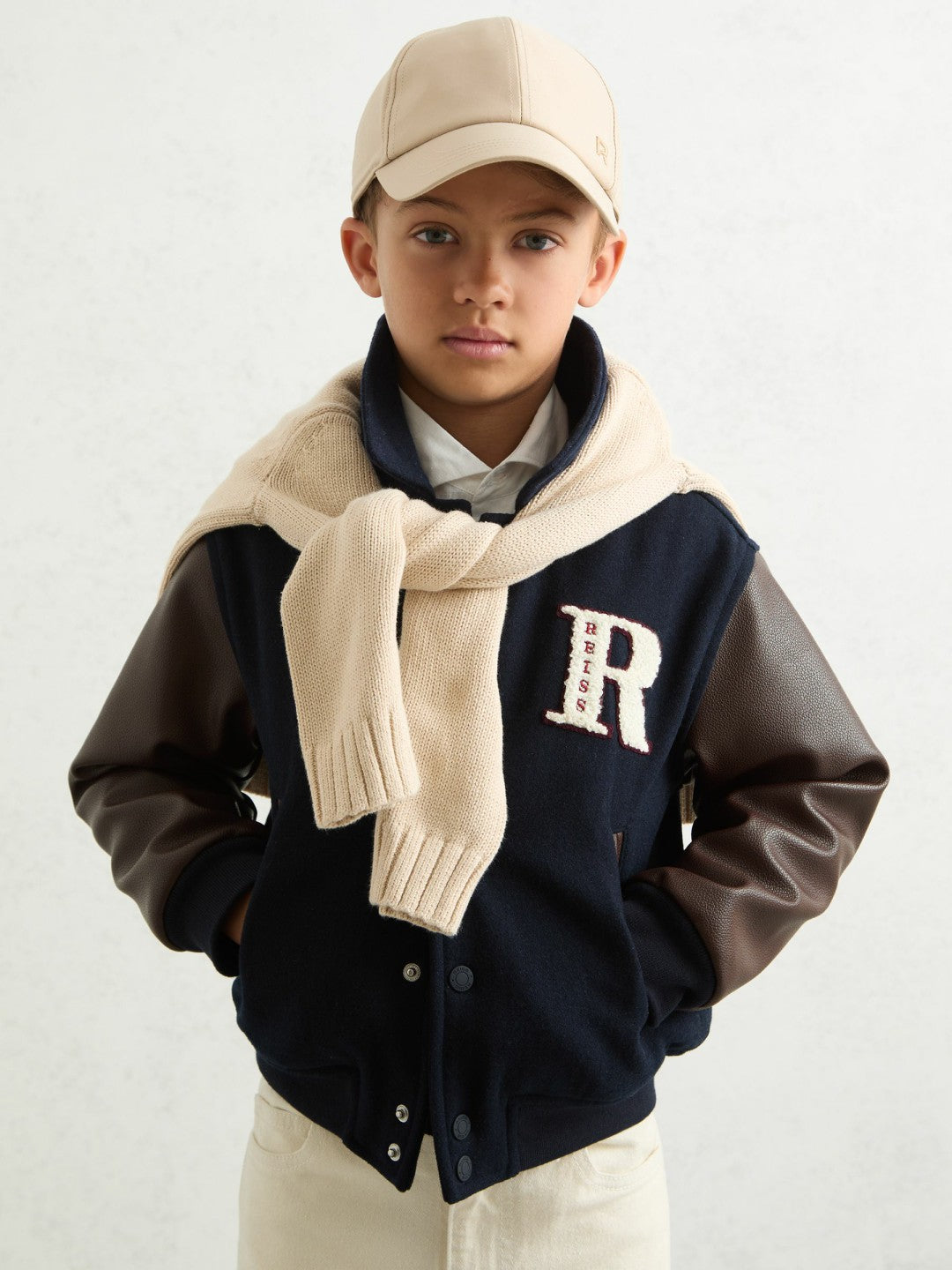 3-9 yrs Motor Cars Press-Stud Bomber Jacket in Navy/Brown