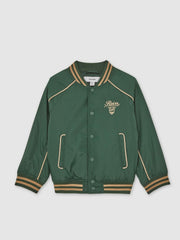 9-13 yrs Motor Cars Embroidered Bomber Jacket in Forest Green/Off White