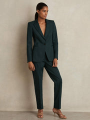 Wool-Blend Single-Breasted Suit Blazer in Green