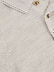 9-13 yrs Merino Wool Short Sleeve Polo Shirt in Wicker Melange