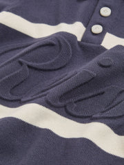13-14 yrs Cotton Logo-Embossed Knit Polo Shirt in Indigo Blue/White