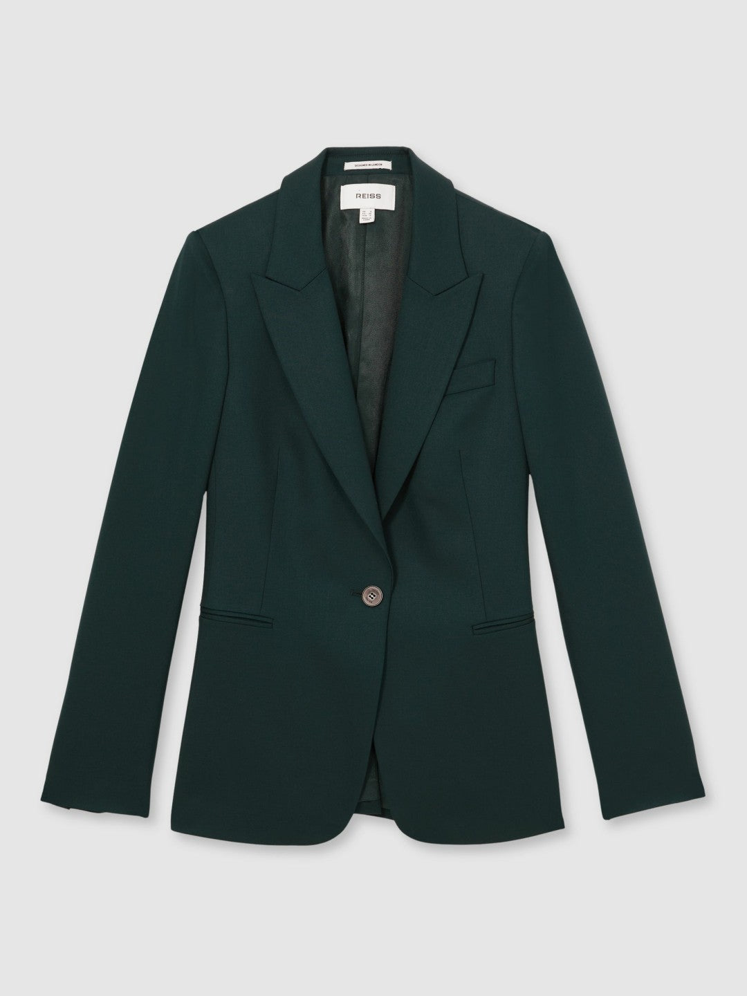 Petite Wool-Blend Single-Breasted Suit Blazer in Green