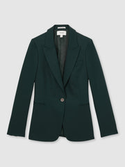 Petite Wool-Blend Single-Breasted Suit Blazer in Green