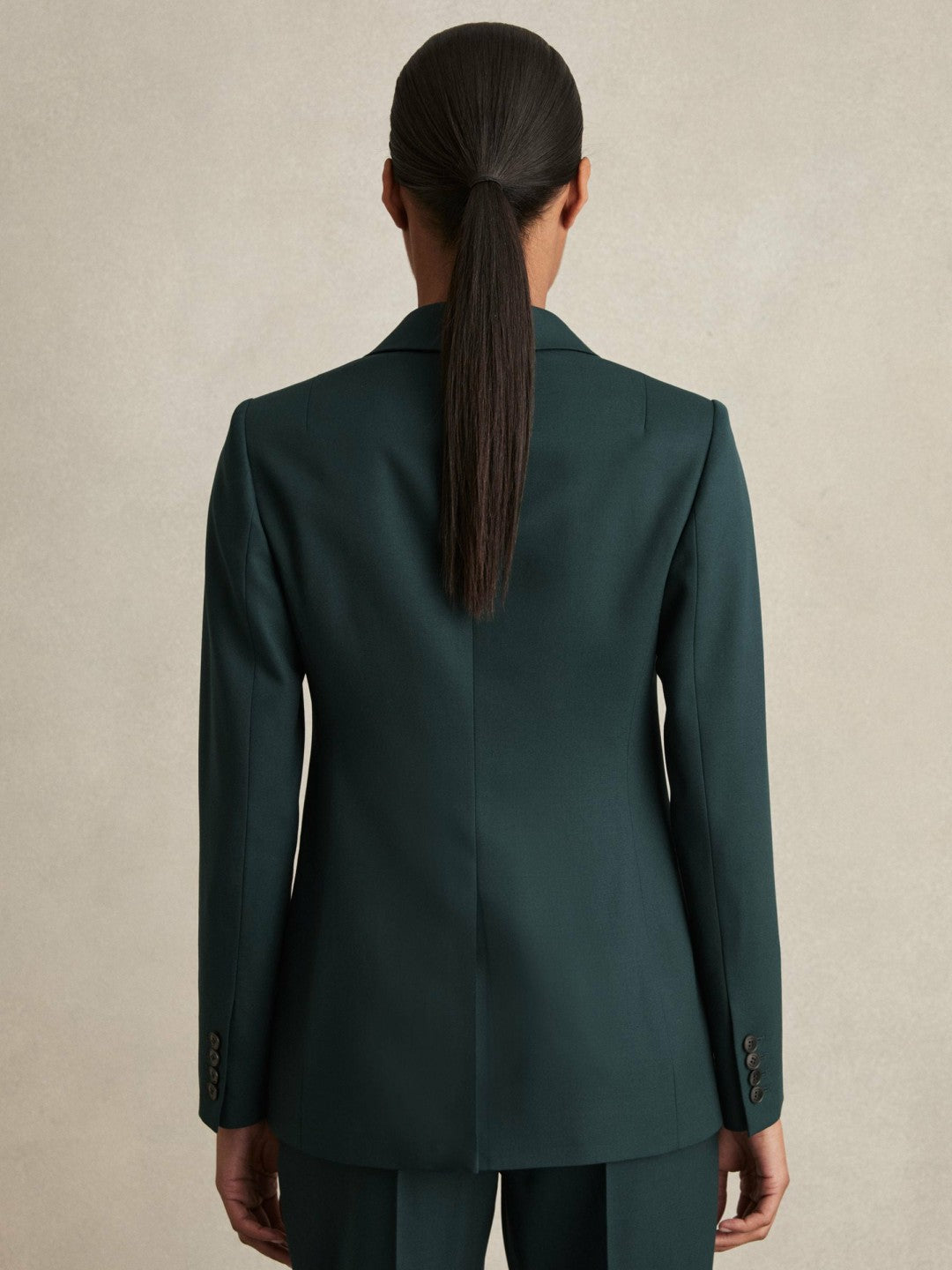 Petite Wool-Blend Single-Breasted Suit Blazer in Green