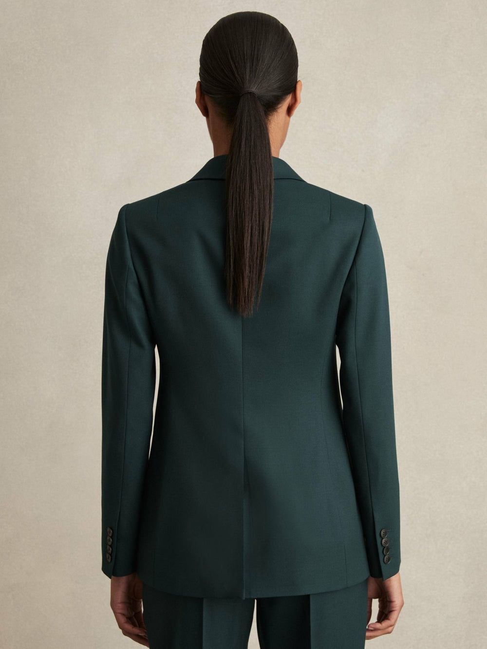 Petite Wool-Blend Single-Breasted Suit Blazer in Green