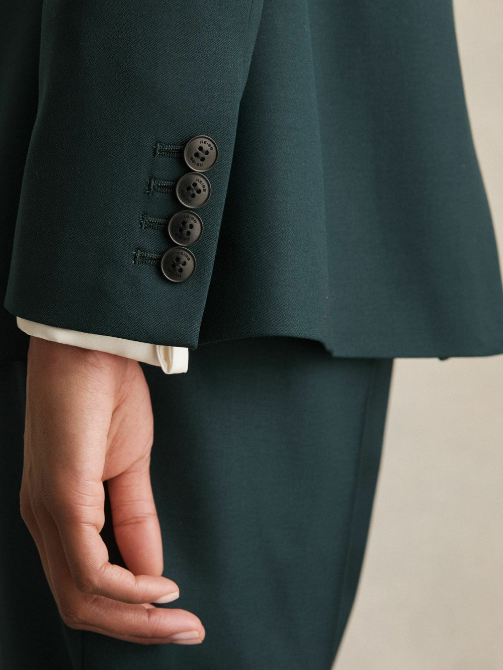 Petite Wool-Blend Single-Breasted Suit Blazer in Green
